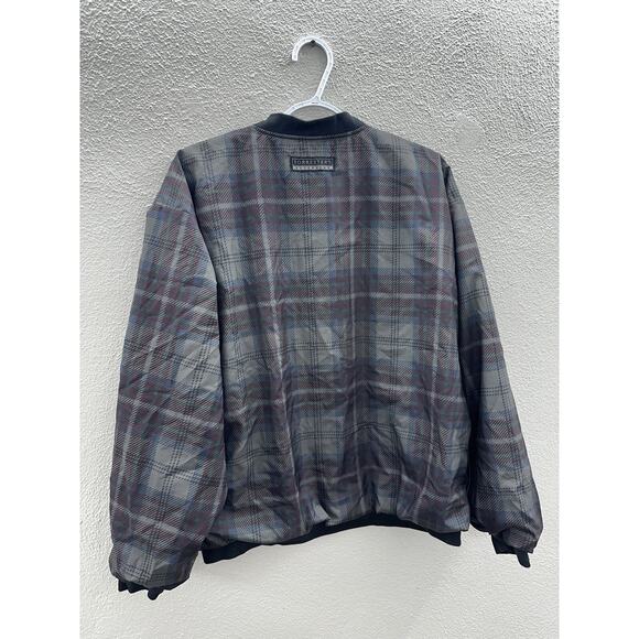 Forresters Mens Windbreaker Size Large Gray Plaid Long Sleeve V-Neck - Picture 6 of 10